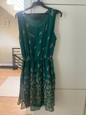 Green dress with birds